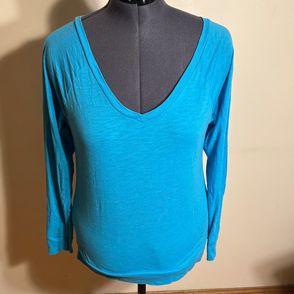 Women's Blue V-Neck Top